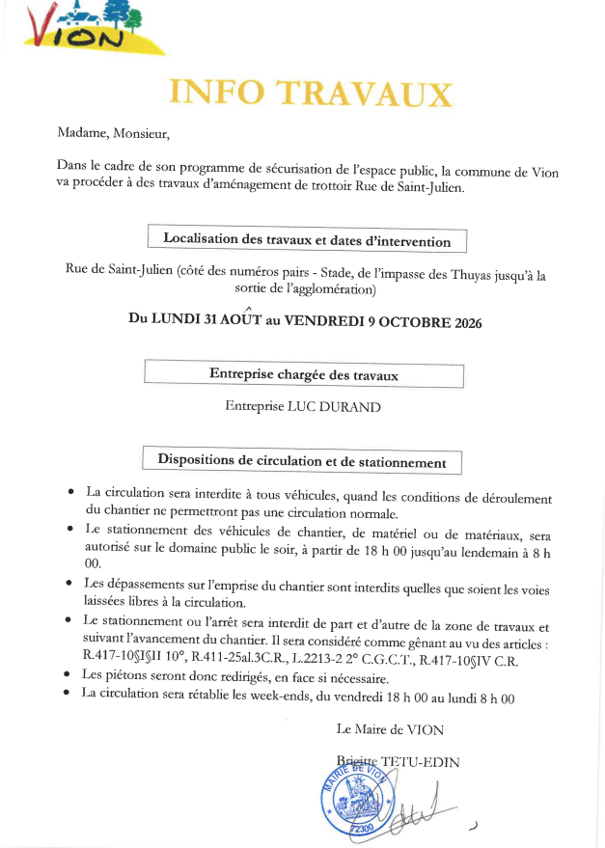 2026 info travaux st julien