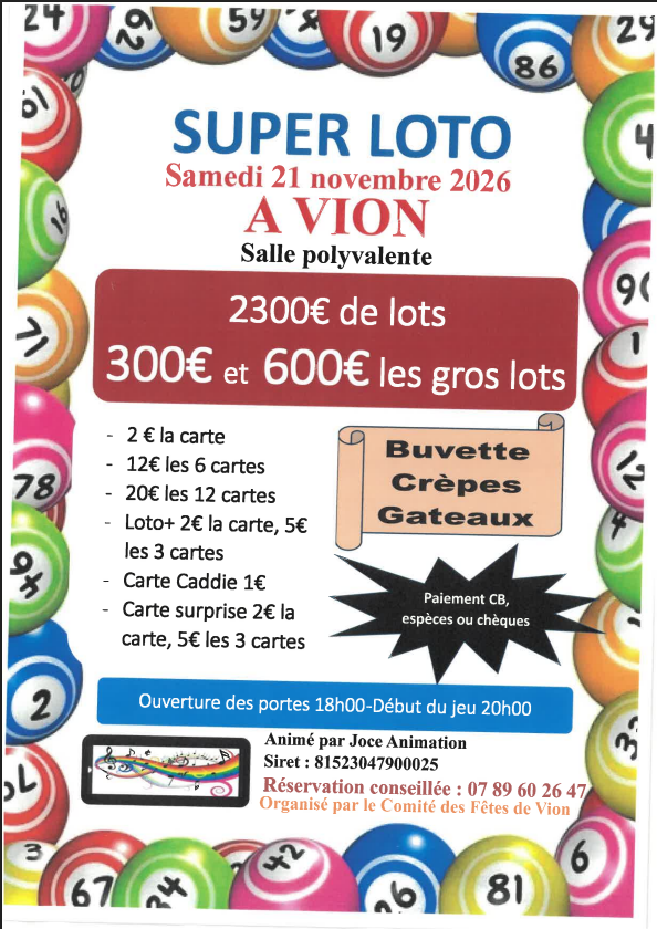 2026 loto comité des fetes